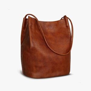 ISWEE Brown Leather Tote Bag